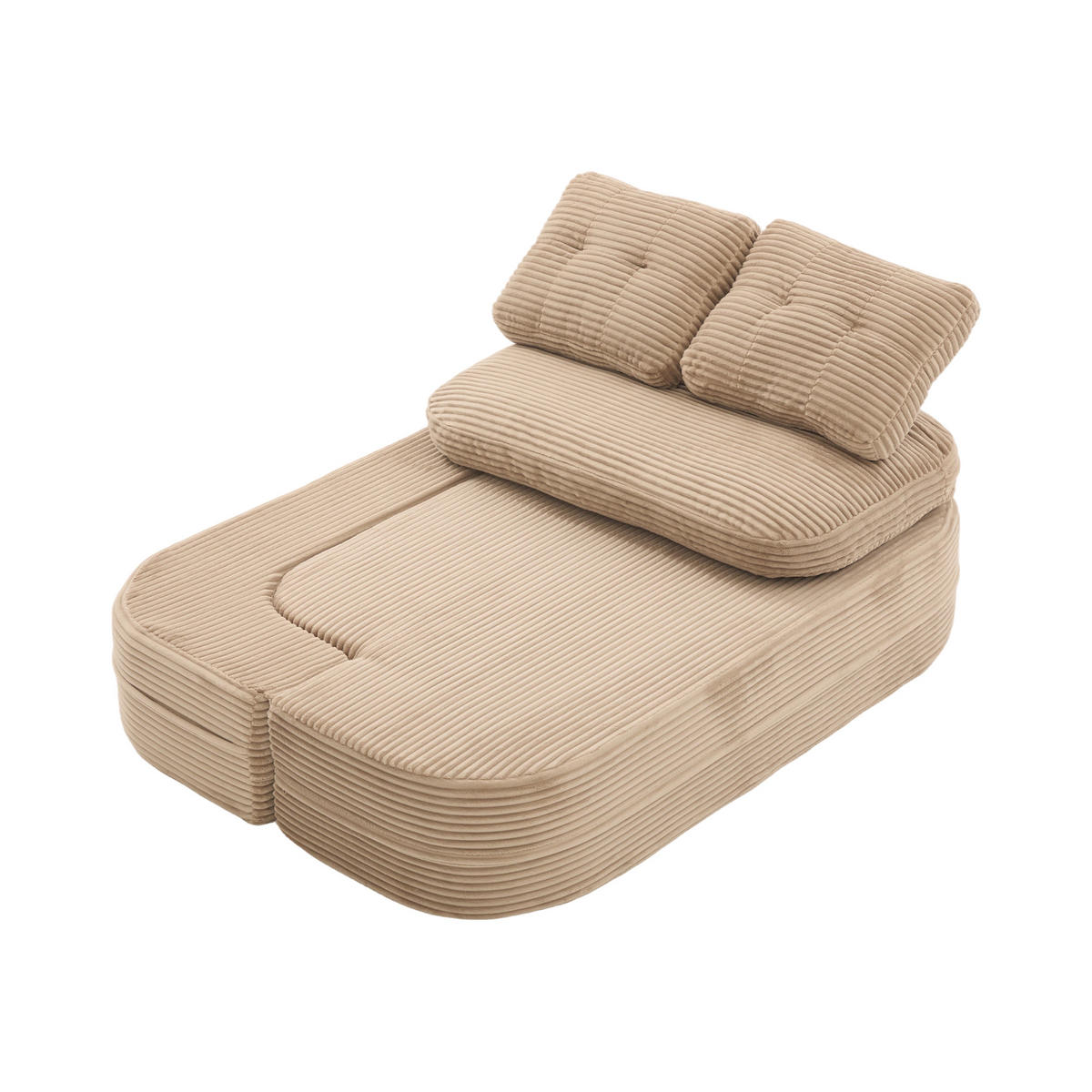 SCHLAFSOFA DE-33608 2-in-1 mit Getränkehaltern und tiefer Sitzfläche Khaki - Braun, Textil (165/61/97cm) - ComfortXL