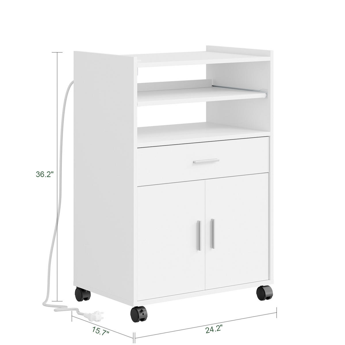 MIKROWELLENSCHRANK mit 4-in-1-Ladestation 61,5×40×92 cm - Ahornfarben, Fell (61/92/40cm) - SoBuy