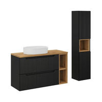 BADMÖBEL Riva 2er-Set Schwarz und Holz - Schwarz, Holzwerkstoff (100.4/59/40cm) - Petits-meubles