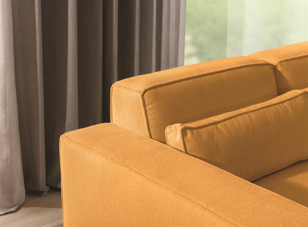 ECKSOFA Schlafsofa Waldo In Stoff Poso - Currygelb, Holzwerkstoff/Textil (260/173cm) - Fun Möbel