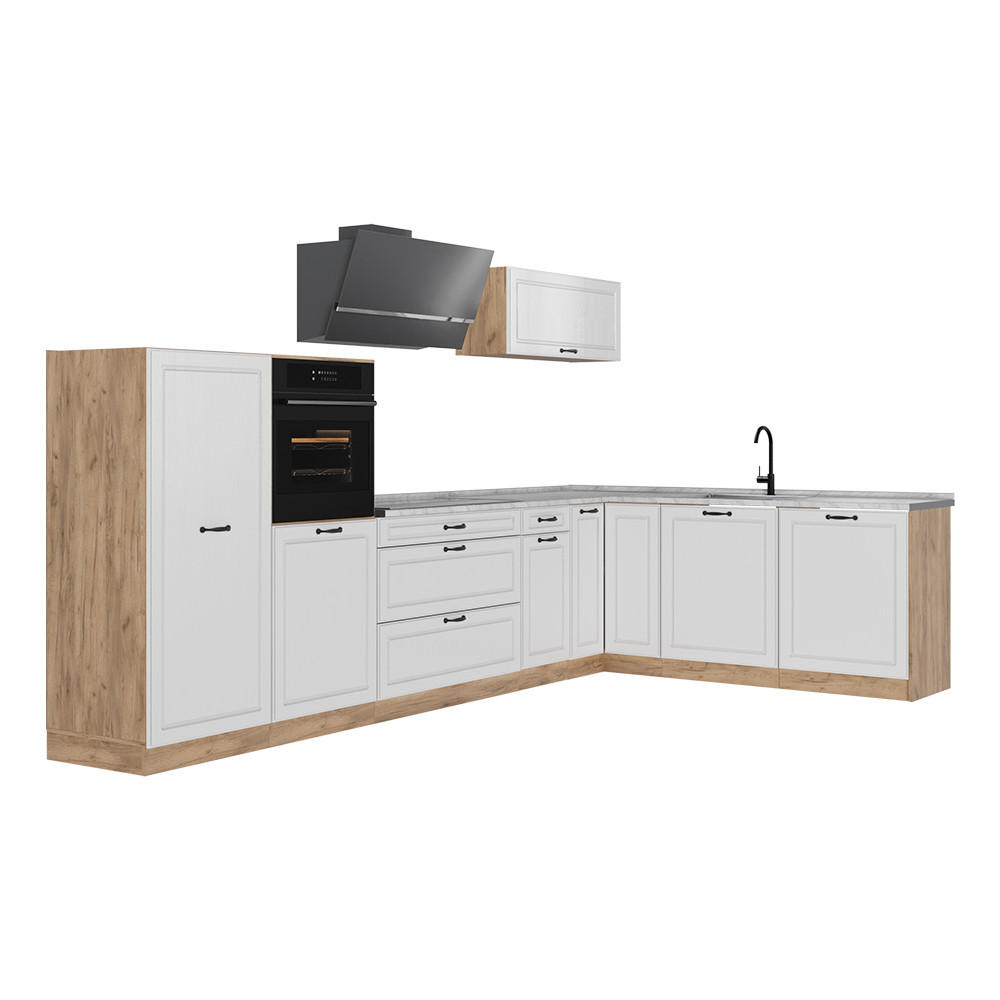 Vicco Eckküche Weiß, Honigeiche 347x143x60 cm