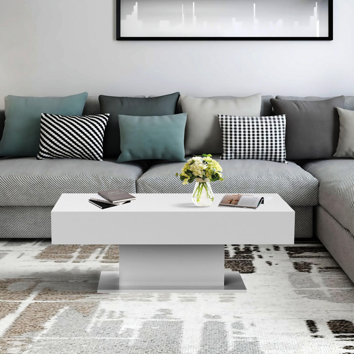 COUCHTISCH rechteckig Weiß 110/60/40 cm - Weiß, Holzwerkstoff (60/40/110cm) - ML-DESIGN