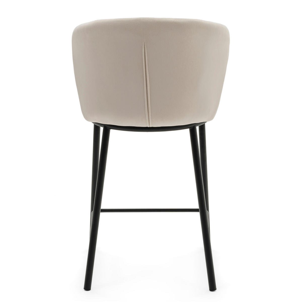 BARHOCKER BARI gepolsterter mit Steppung - beige - Samt Velour - Beige/Schwarz, Textil/Metall (55/94/57cm) - NEW HOME