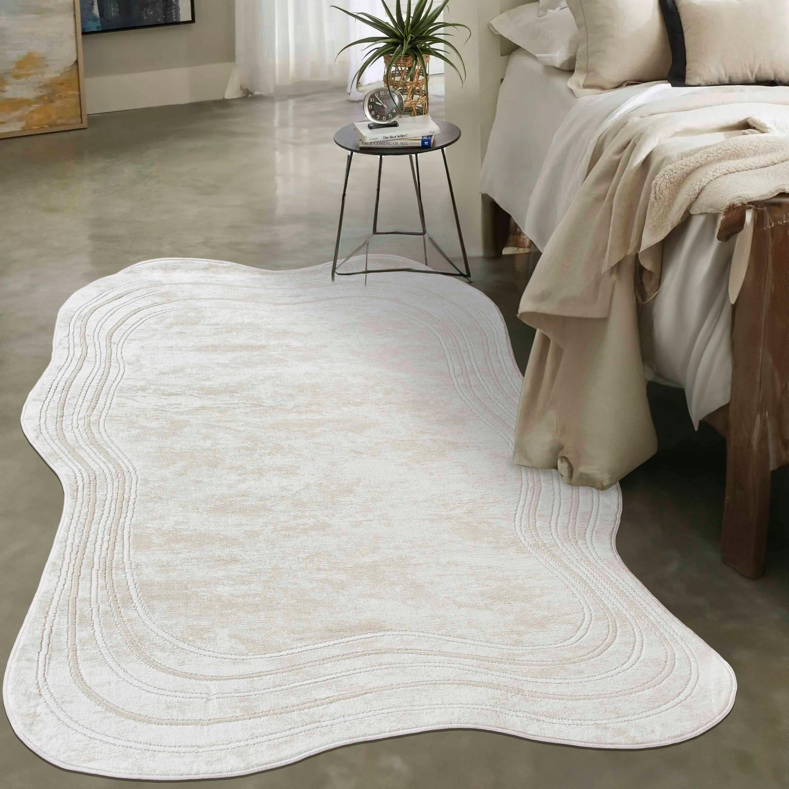 TEPPICH Weiß Abstrakt - Kurzflor Unregelmäßig Unregelmäßige Form - Ecru - 200 x 300 cm - Creme, Textil (200/300cm) - Mazovia