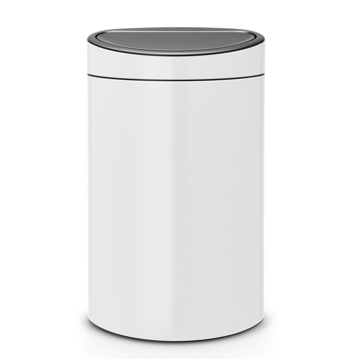 ABFALLBEHÄLTER Touch Bin mit Kunststoffeinsatz, White, 40 L - Weiß, Metall (48.3/76.5/32.8cm) - Brabantia