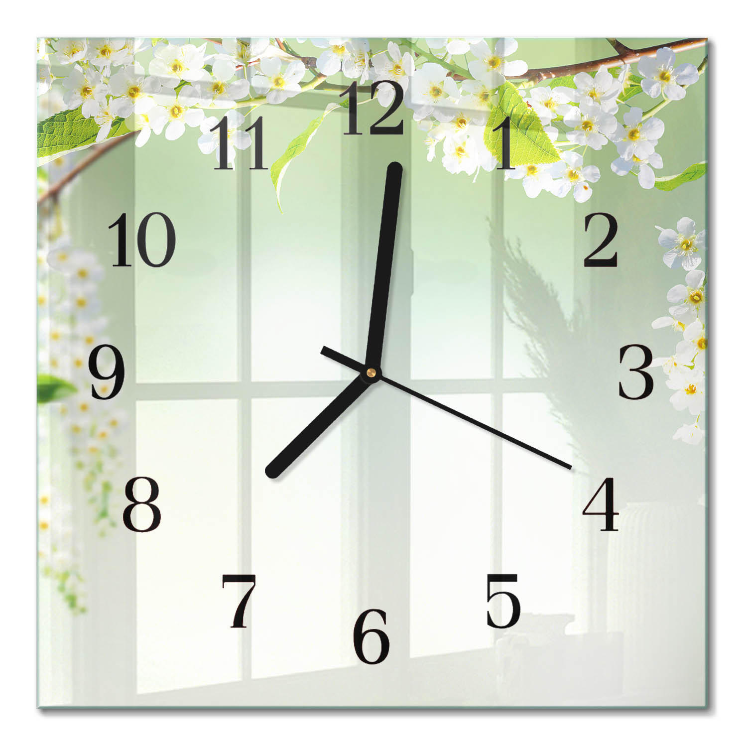 WANDUHR 30x30 cm - Frühling - Grün, Glas (30/30/0.4cm) - TULUP
