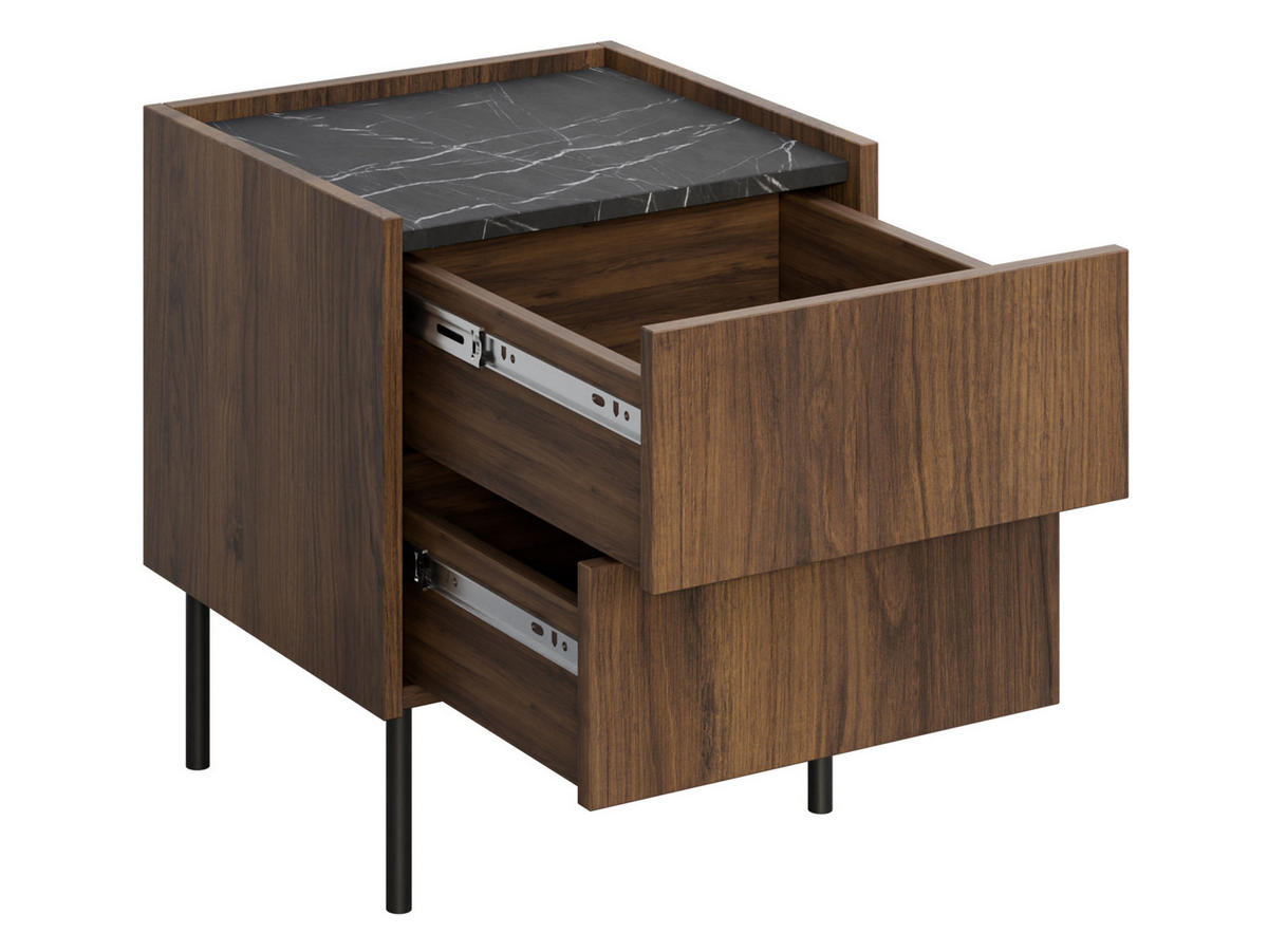 NACHTTISCH Tewos S40 S2 - Nussbaumfarben/Schwarz, Holzwerkstoff/Metall (40/50/37cm) - MIRJAN24