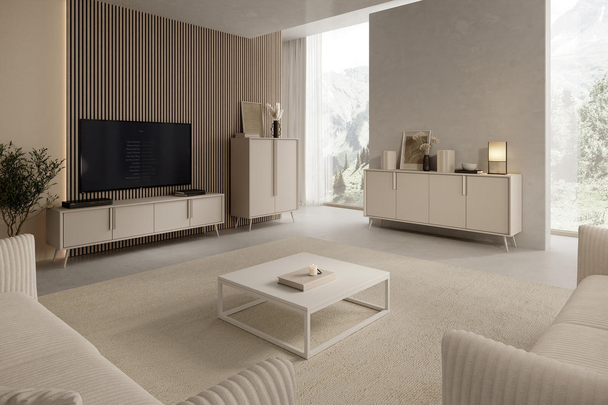 KOMMODE: Kaschmir, 96,7 x 125,6 x 40 cm - Kaschmir, Holzwerkstoff (96.7/125.6/40cm) - 3XE LIVING