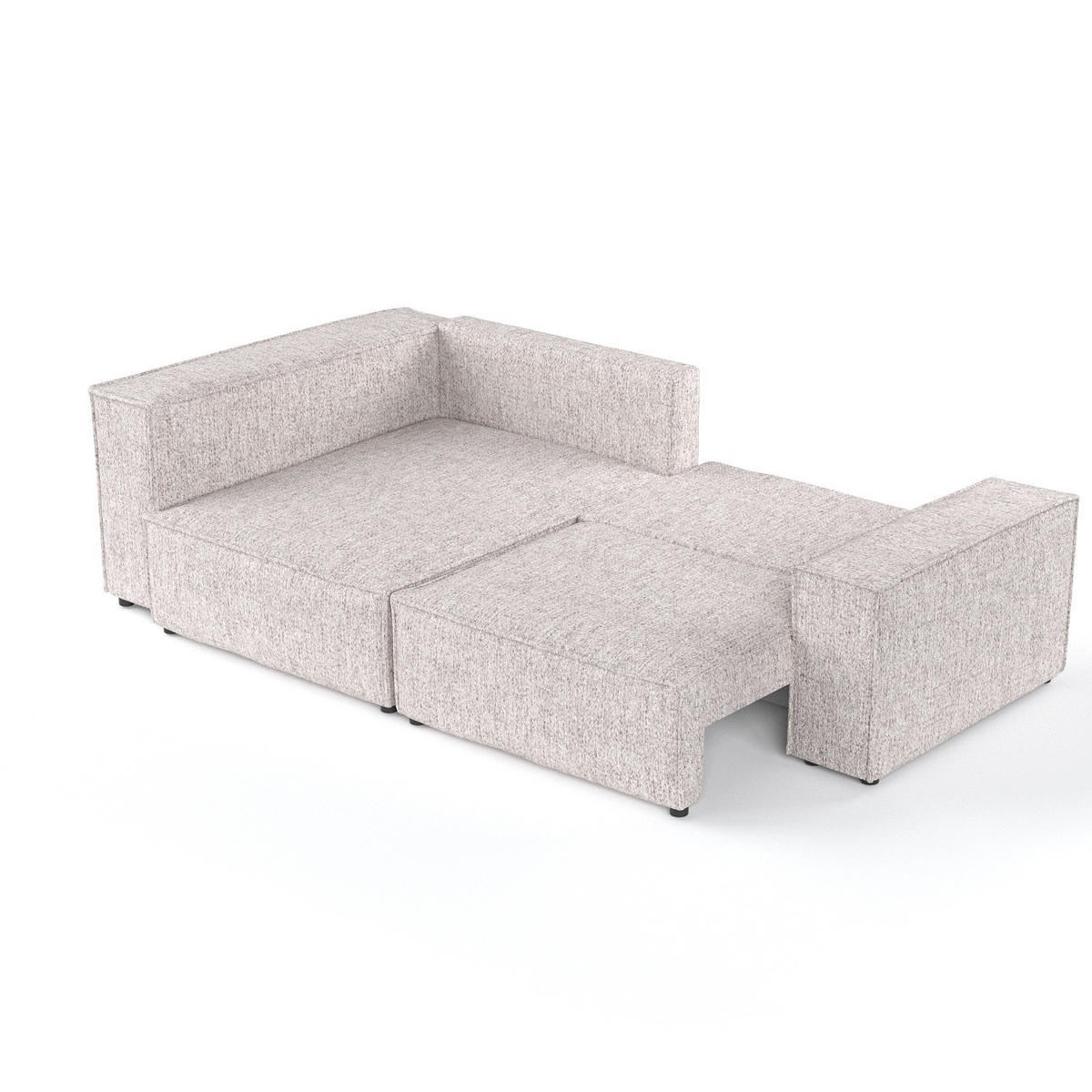 ECKSOFA AVION mit Schlaffunktion Beige im Neve Stoff - Beige/Schwarz, Holz/Holzwerkstoff (253/148cm) - AltaBeds