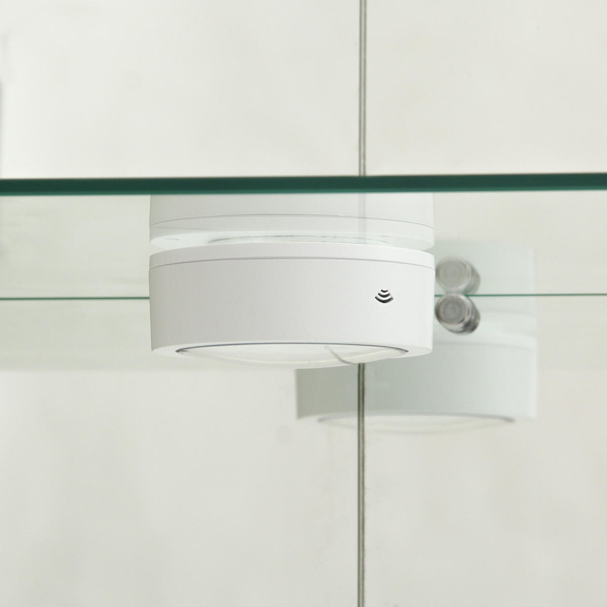 GLASVITRINE LED Schloss 2 Türen Einlegeböden weiß - Weiß, Holz (80.49/163.9/36.49cm) - LEBENLANG