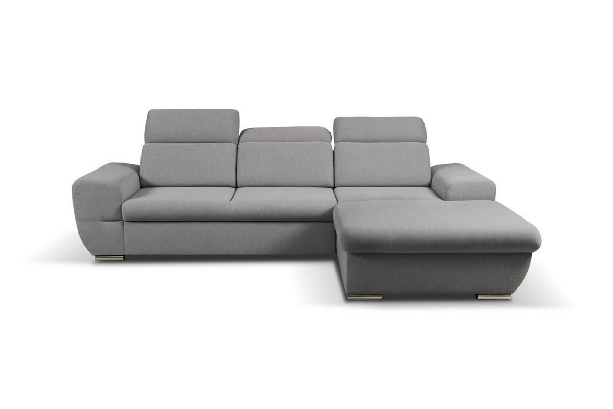 ECKSOFA - FRENSO - Rechts, Grau (Ronda 88) - Grau, Holzwerkstoff (281/183cm) - Möblo
