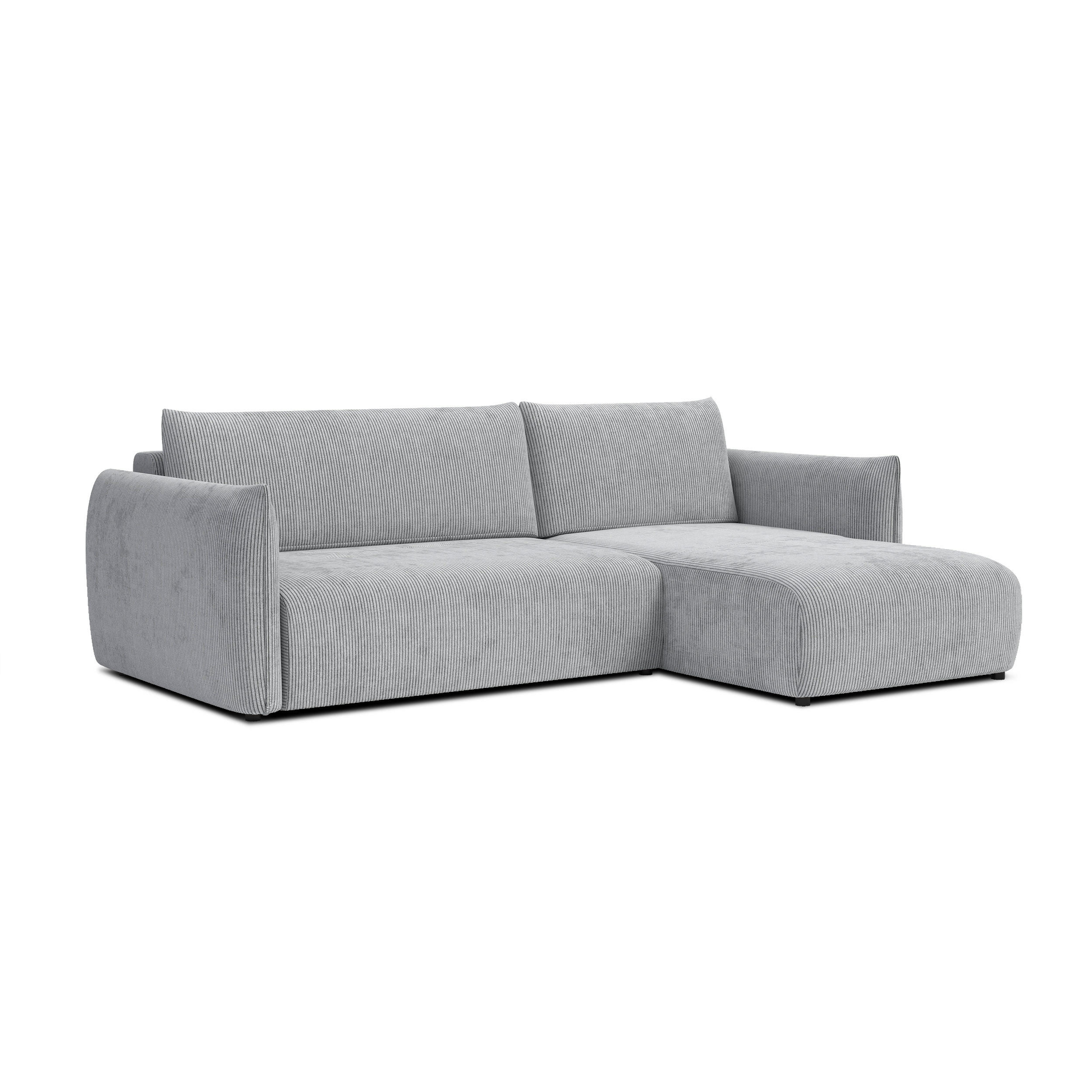 ECKSOFA TAUER 3-Sitzer links, hellgrau - Hellgrau/Schwarz, Holz/Textil (248/173cm) - Courtois Laville