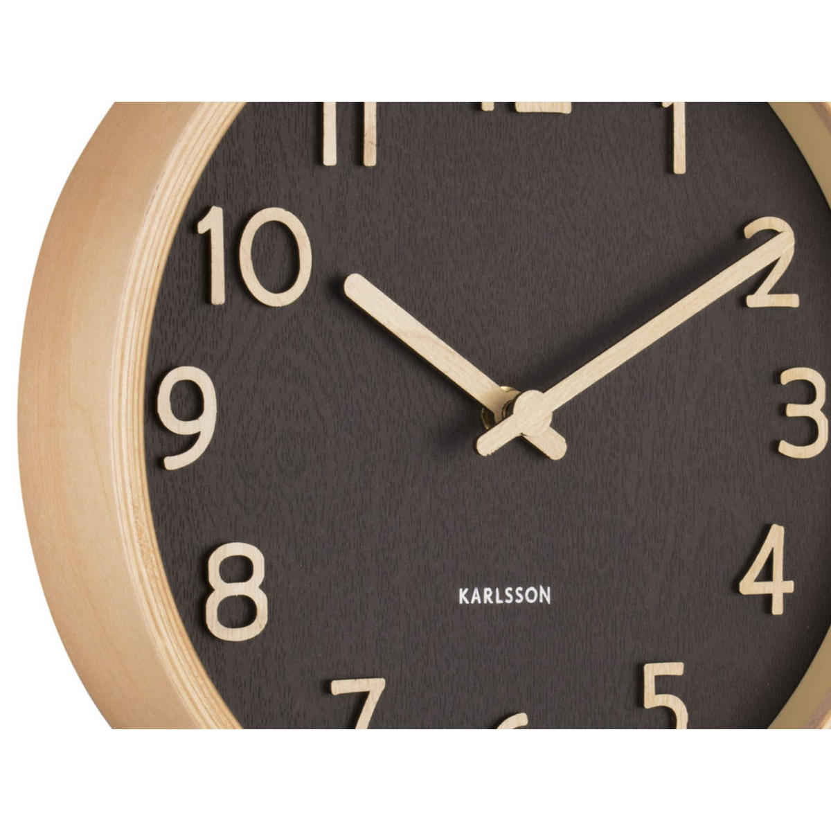 WANDUHR Pure Wood Grain Ø22 cm - Schwarz, Holz (22/22/4.5cm) - Karlsson