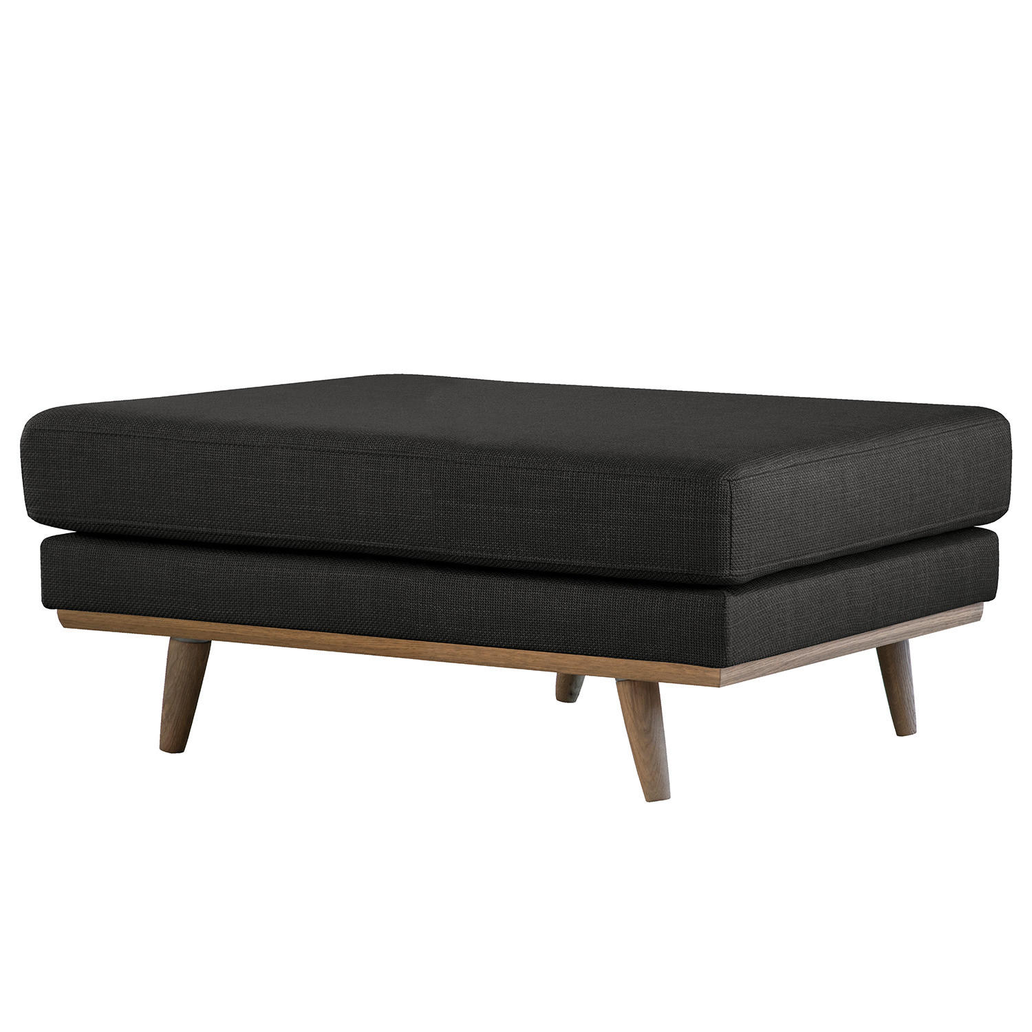 POLSTERHOCKER - Eichefarben/Schwarz, Eichenholz/Textil (85/43/60cm) - home24