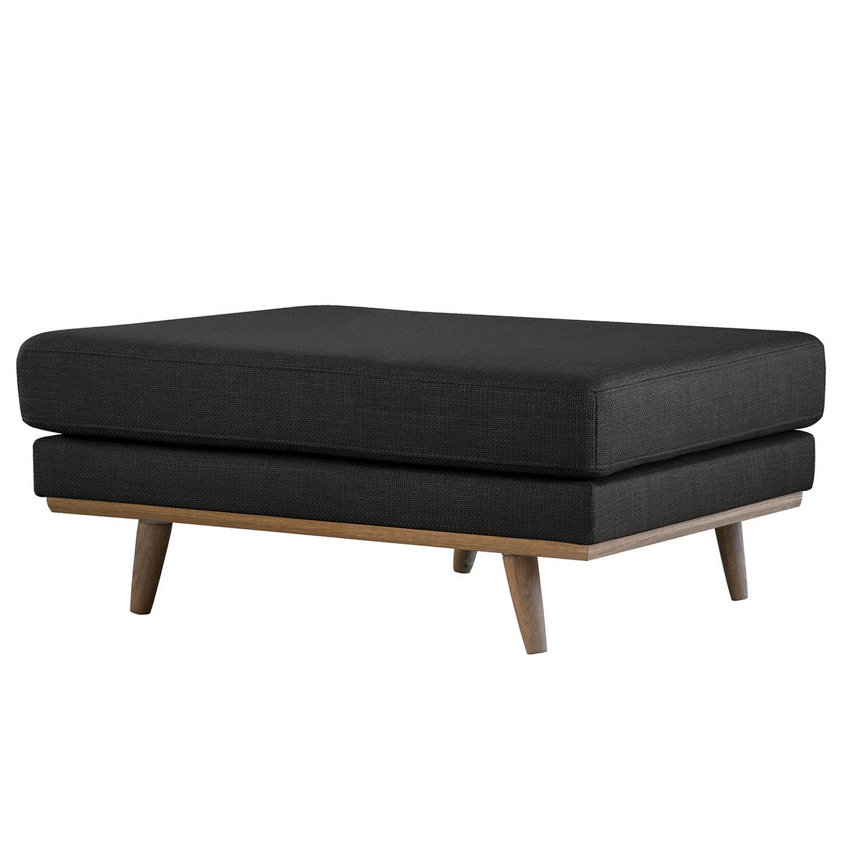 POLSTERHOCKER - Eichefarben/Schwarz, Eichenholz/Textil (85/43/60cm) - home24