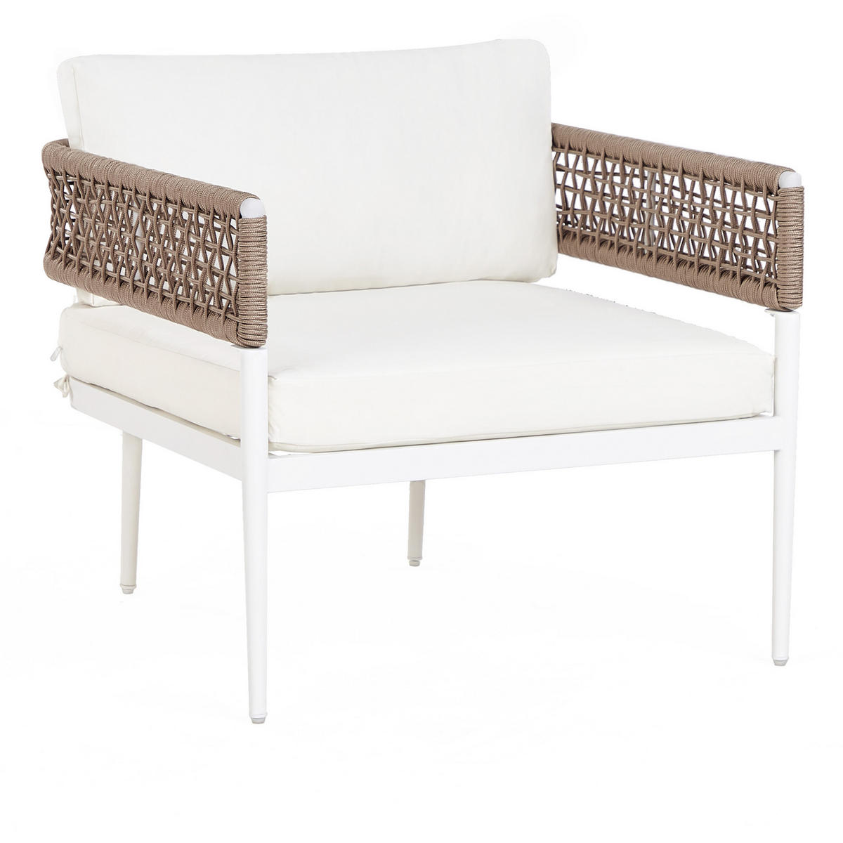 LOUNGE-SET 4-sitzer Symmetrisch Aluminium Weiß Serla - Beige/Weiß, Metall - Beliani