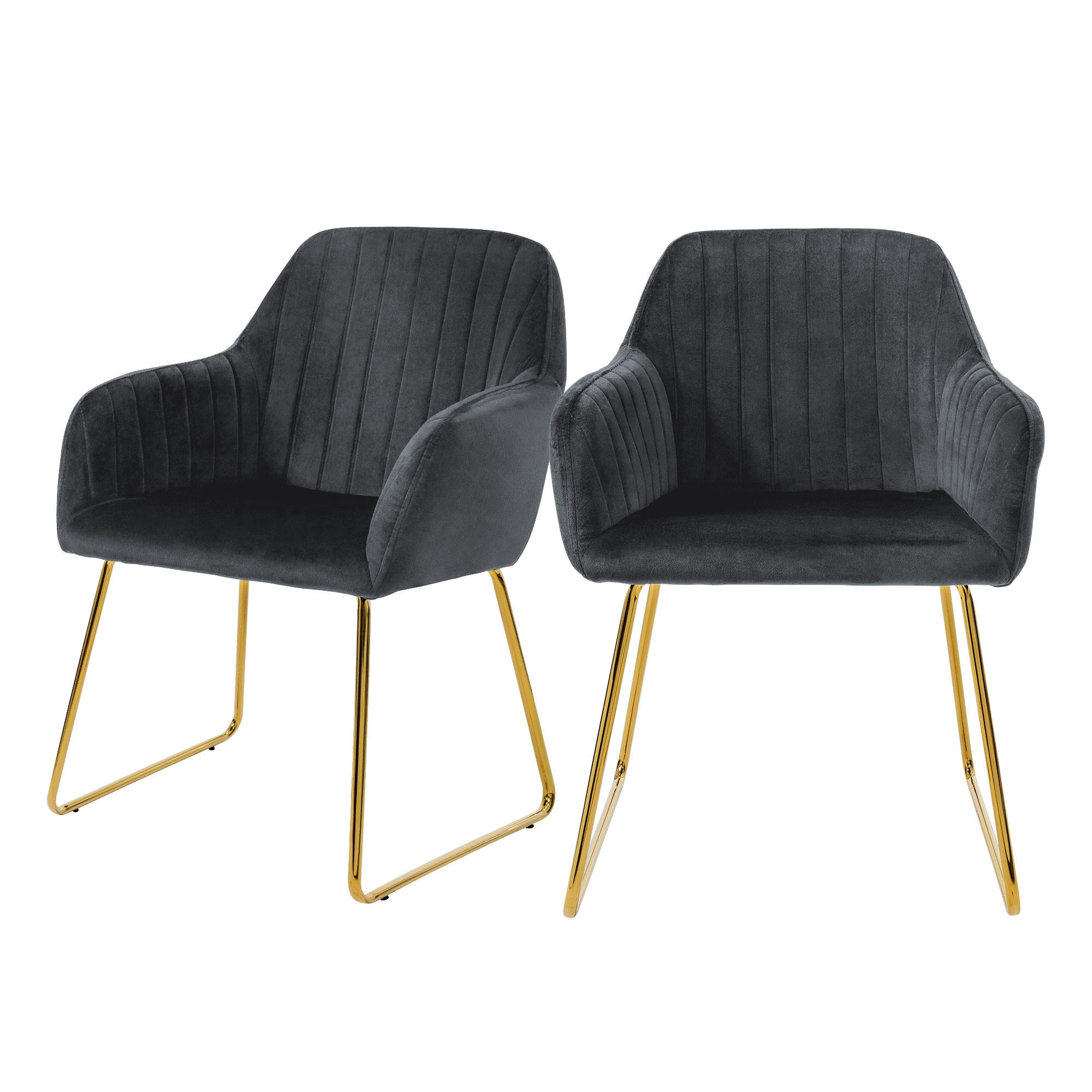 ML-DESIGN JÍDELNÍ ŽIDLE, sada 2 ks, šedý samet