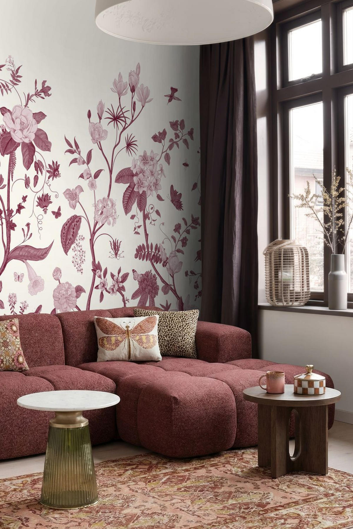 FOTOTAPETE Toile de Jouy 2.5 x 2.79 m - Rot, Papier (250/279cm) - ESTAhome