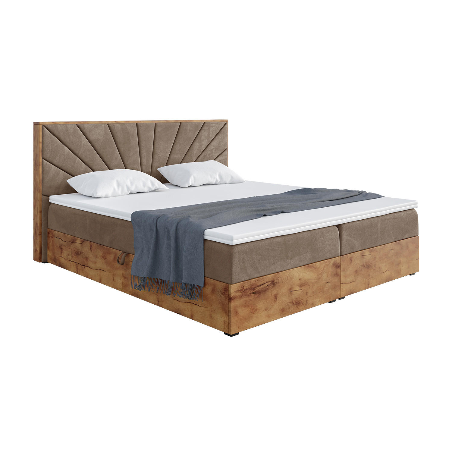 Meblini Boxspringbett Braun 140x200 cm