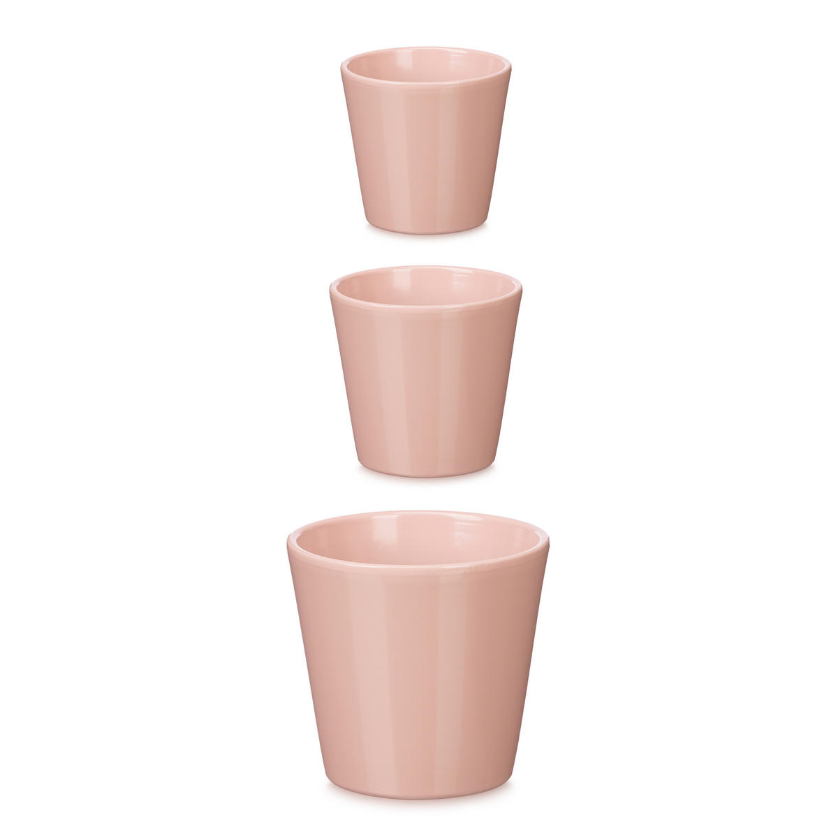 BLUMENTOPF konisch 14/17/22 cm 3er Set - Rosa, Keramik (22/19/22cm) - Ibergarden