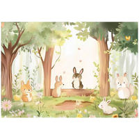 FOTOTAPETE Kinderzimmer Wald Tiere 250x175 - Multicolor, Papier (250/175cm) - Wallarena