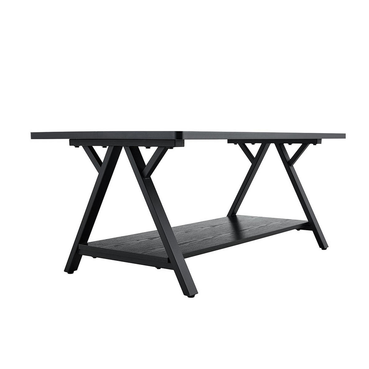 COUCHTISCH 110x57x44,5cm 110x57x44,5cm, schwarzer Holzmaserung und Metallrahmen - Schwarz, Holz/Holzwerkstoff (110/57/44.5cm) - KOMHTOM