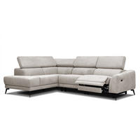 ECKSOFA LARS 5-Sitzer, 1 Relax, verstellbare Kopfstützen, beige - Beige/Schwarz, Holzwerkstoff/Textil (284/201cm) - Courtois Laville