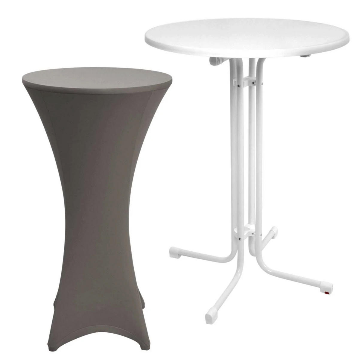 STEHTISCH Sylt Ø 80cm Weiß mit Stella Stehtischhusse Ø 80cm Anthrazit - Anthrazit/Dunkelrosa, Kunststoff/Textil (80/80/110cm) - Beautissu 