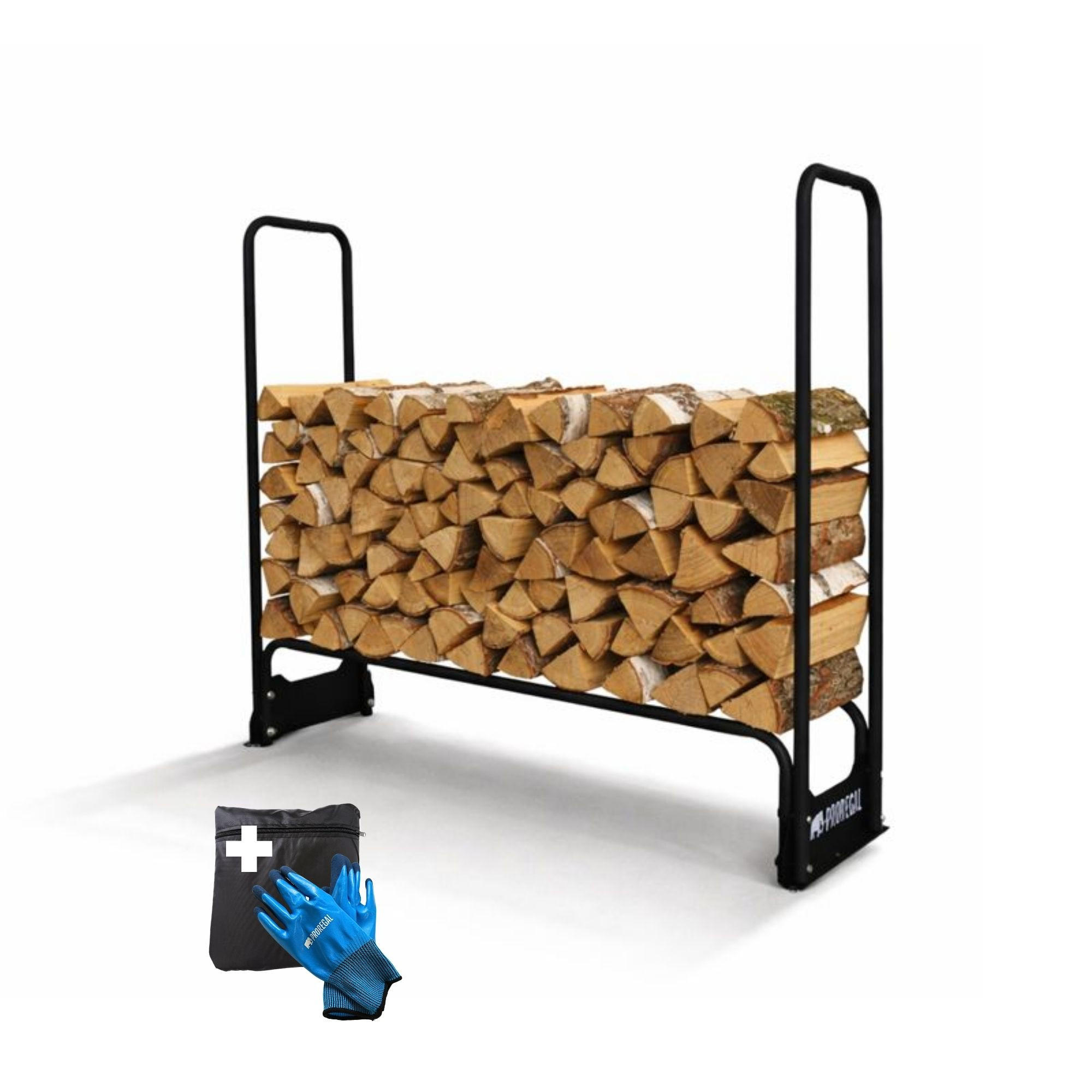 KAMINHOLZREGAL Chimera außen inkl Abdeckung 117x130x36cm Schwarz - Schwarz, Metall (130/117/36cm) - PROREGAL