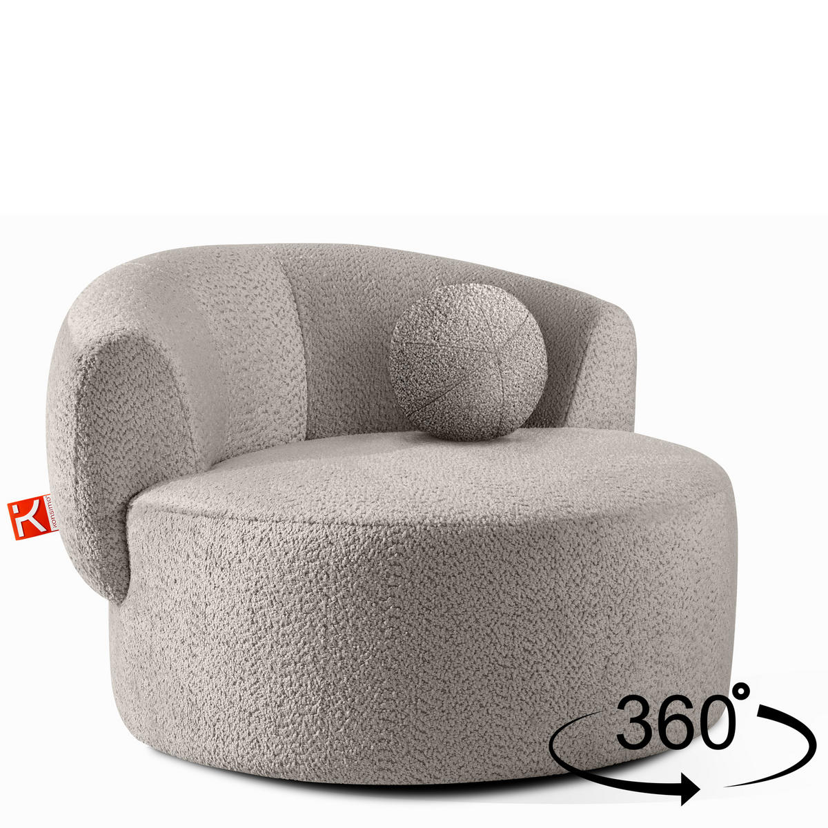 DREHSESSEL VIRA, Kühles Braun, Chenille - Graubraun/Schwarz, Holz/Holzwerkstoff (105/76/100cm) - KONSIMO®