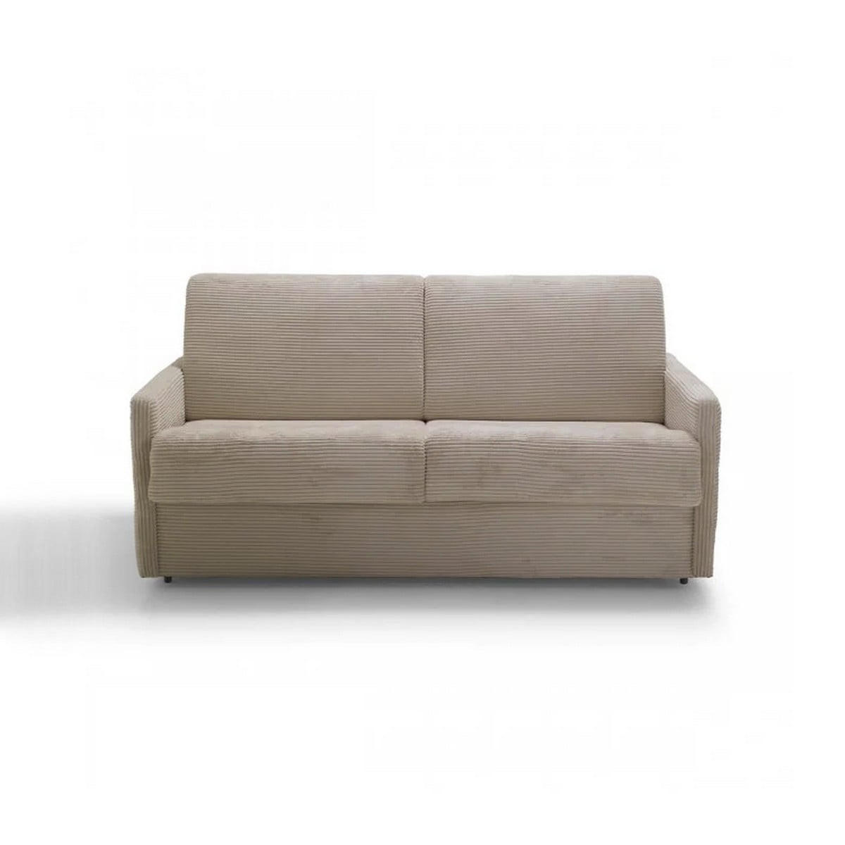 SCHLAFSOFA mit 3 Plätzen aus geripptem Samt, 175 cm lang - Beige, Textil (100/87/175cm) - Calicosy