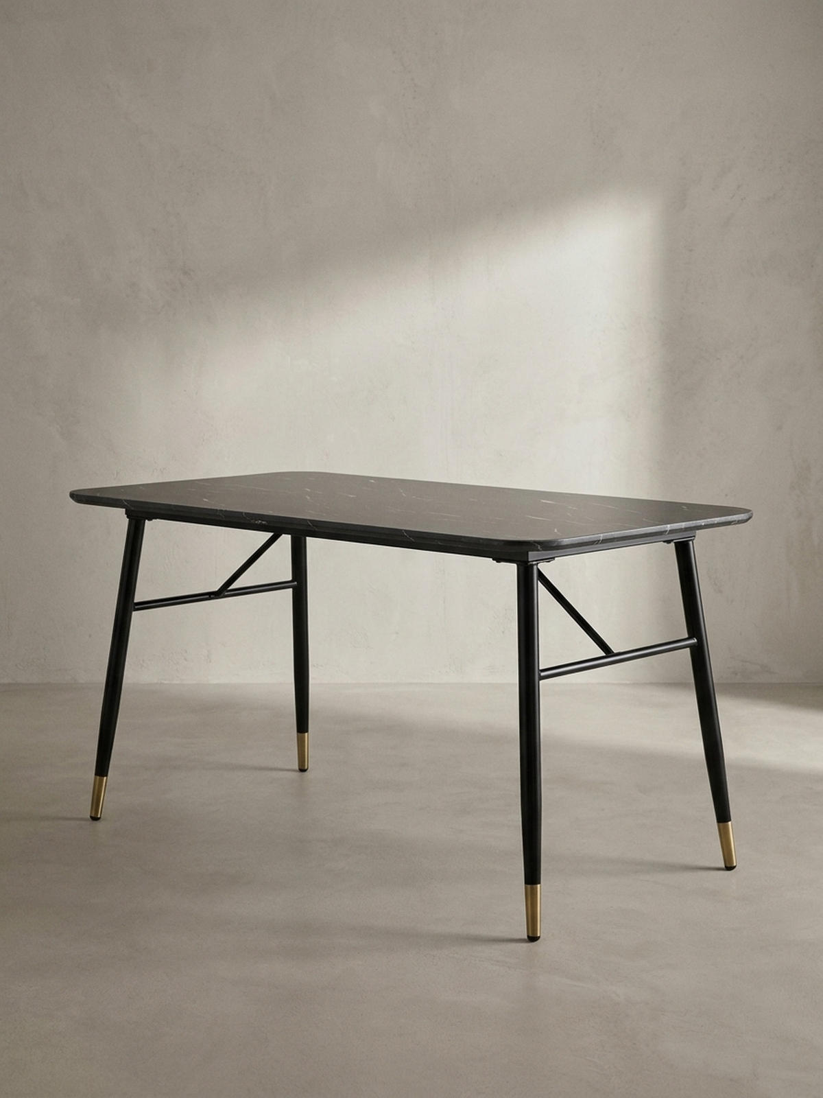 ESSTISCH Marmoroptik Metall Rechteckig Modern Klein, Schwarz 140x80x76 cm - Goldfarben/Schwarz, Holzwerkstoff/Metall (80/140/76cm) - KADIMA DESIGN