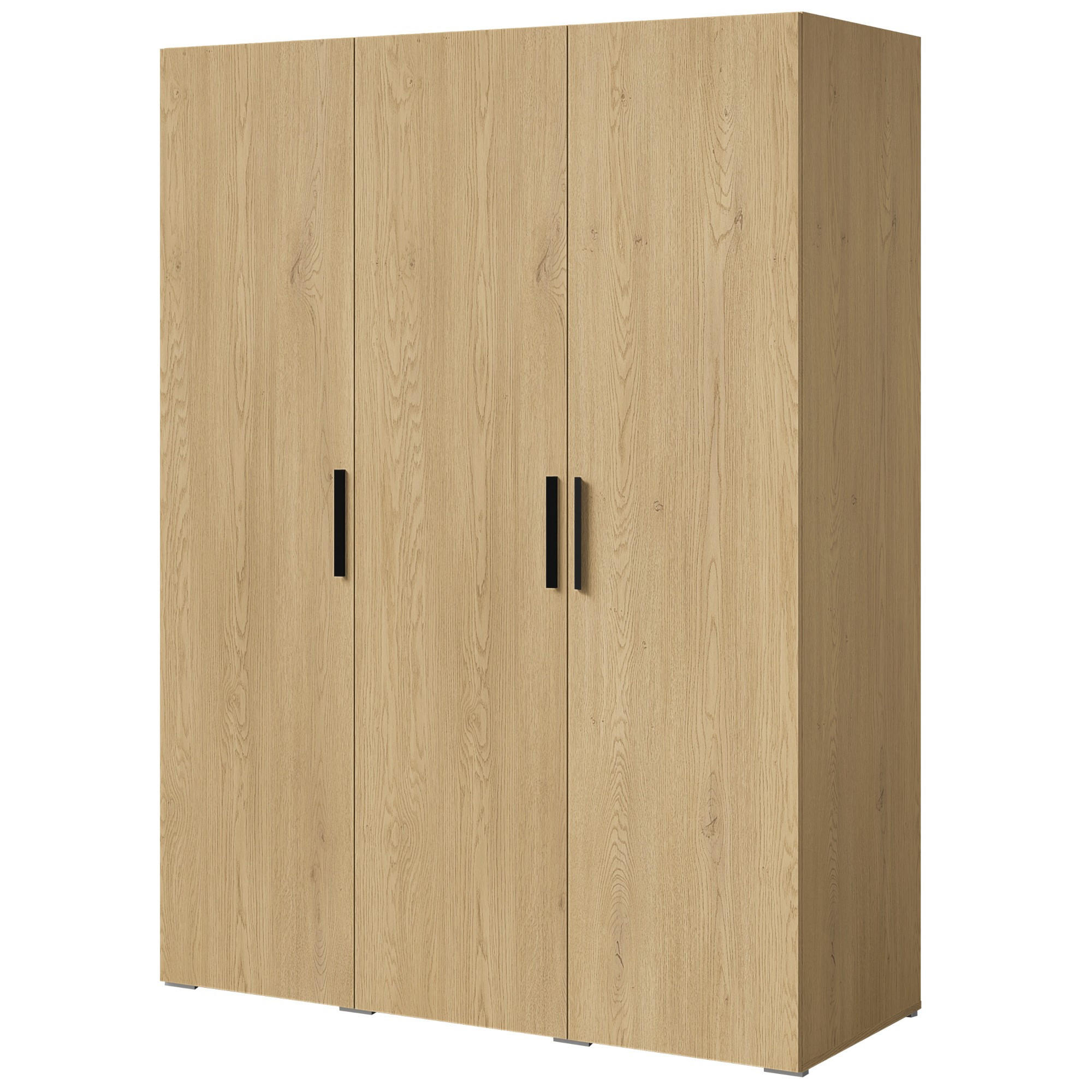 DREHTÜRENSCHRANK Napoli 3D 150 Eiche Cremona (schwarzer oder goldener Griff) - Eichefarben/Silberfarben, Holzwerkstoff/Kunststoff (150/35/60cm) - mzm24