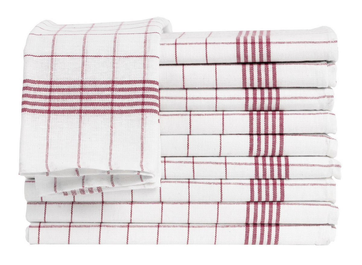 GESCHIRRTÜCHER 50x70 cm im 10er Set aus 100% Baumwolle, Küchentücher Rot - Rot, Textil (50/70cm) - Carpe Sonno