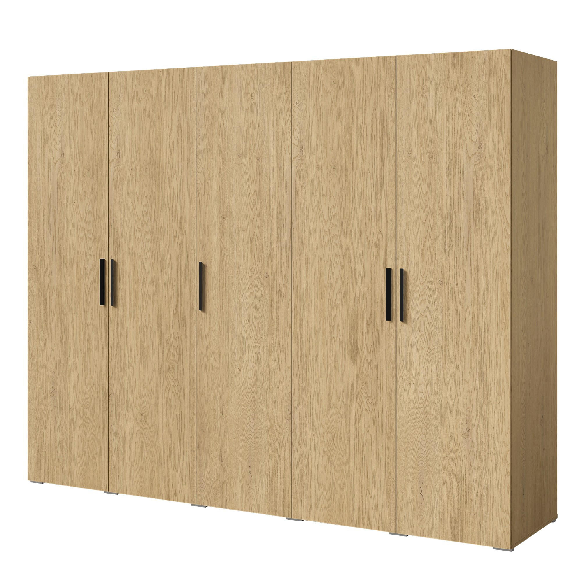 DREHTÜRENSCHRANK Napoli 5D 250 Eiche Cremona (schwarzer oder goldener Griff) - Eichefarben/Silberfarben, Holzwerkstoff/Kunststoff (250/35/60cm) - mzm24