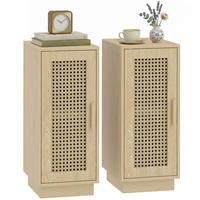 NACHTSCHRANK DE-12977 verstellbares Regal und geflochtene Tür Naturholz - Naturfarben, Holzwerkstoff (25/60/30cm) - ComfortXL