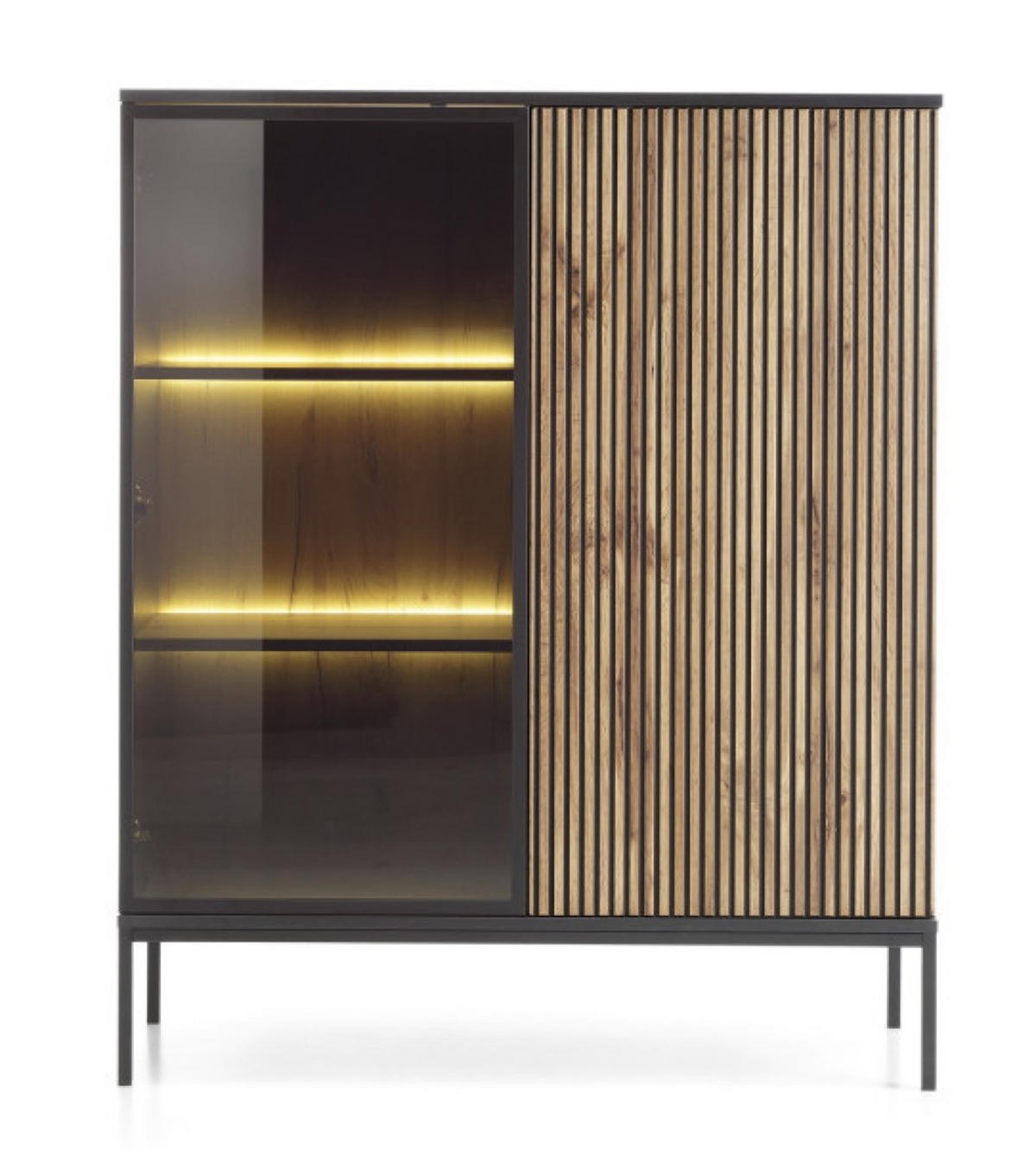 VITRINE Weiß SANTI WT104 Mit LED-Beleuchtung - Multicolor, Holzwerkstoff (104/126/39cm) - Sepro Meble