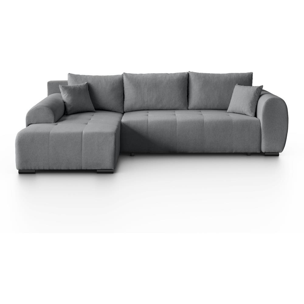 ECKSCHLAFSOFA Diana mt Bettkasten grau links - Schwarz/Grau, Textil (255/175cm) - Beautysofa