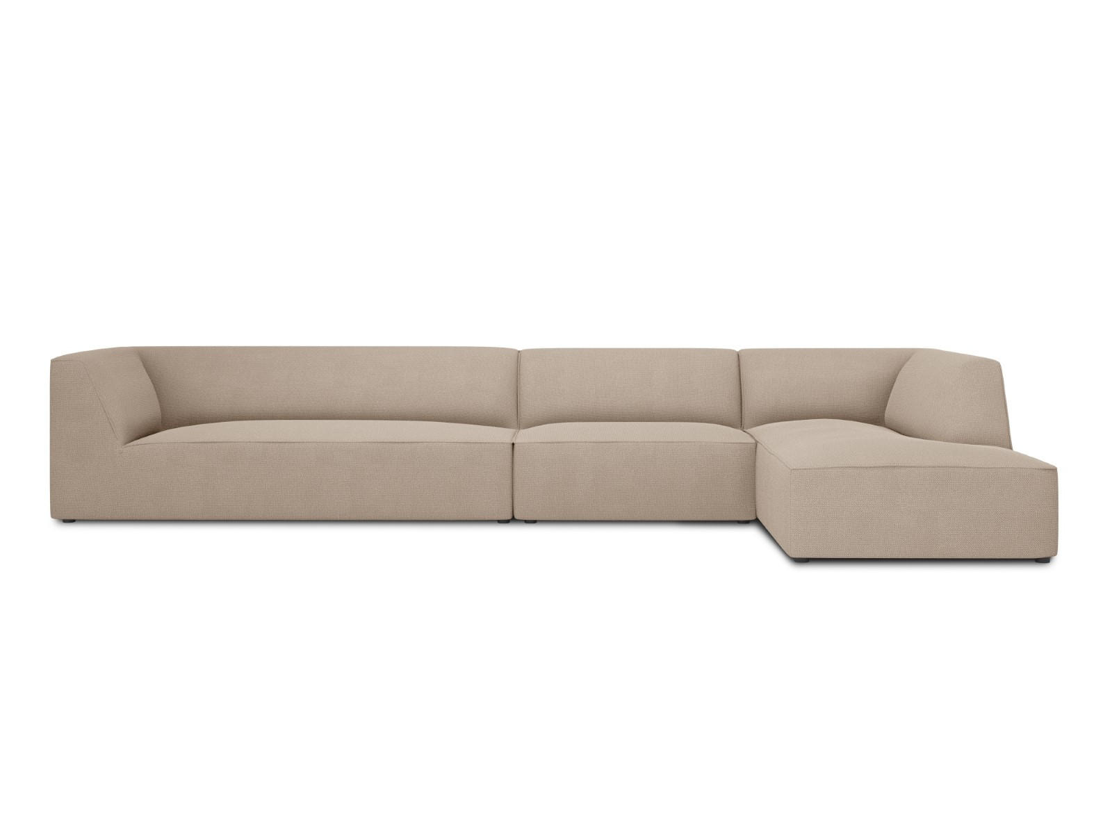 ECKSOFA rechts Ruby aus strukturiertem Stoff dunkelbeige 5 Sitzplätze - Taupe, Textil (180/366cm) - Micadoni