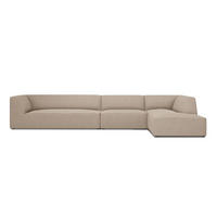 ECKSOFA rechts Ruby aus strukturiertem Stoff dunkelbeige 5 Sitzplätze - Taupe, Textil (180/366cm) - Micadoni