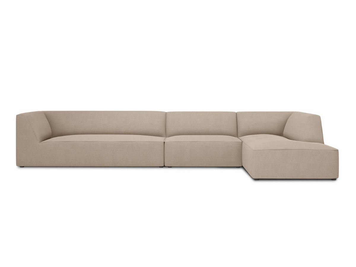 ECKSOFA rechts Ruby aus strukturiertem Stoff dunkelbeige 5 Sitzplätze - Taupe, Textil (180/366cm) - Micadoni