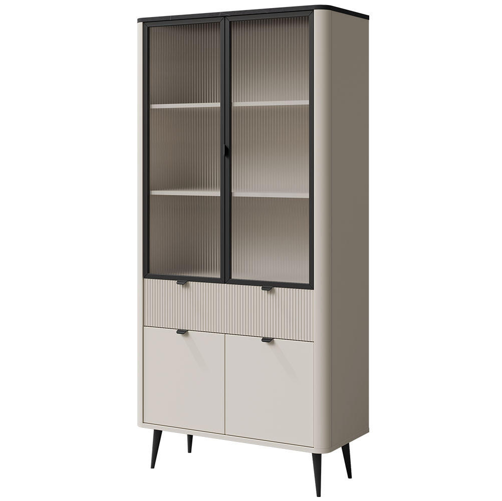 VITRINE Marly Kaschmir / Graustein 90 / 40 / 191cm - Kaschmir/Creme, Holz/Holzwerkstoff (90/191/40cm) - Feldmann-Wohnen