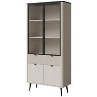 VITRINE Marly Kaschmir / Graustein 90 / 40 / 191cm - Kaschmir/Creme, Holz/Holzwerkstoff (90/191/40cm) - Feldmann-Wohnen