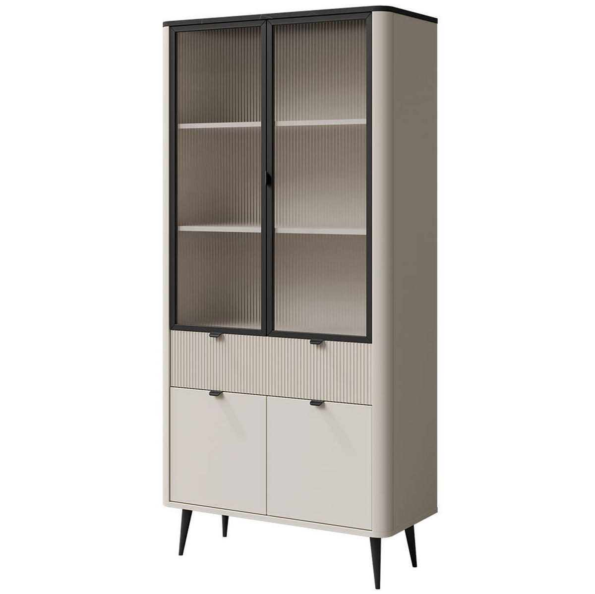 VITRINE Marly Kaschmir / Graustein 90 / 40 / 191cm - Kaschmir/Creme, Holz/Holzwerkstoff (90/191/40cm) - Feldmann-Wohnen