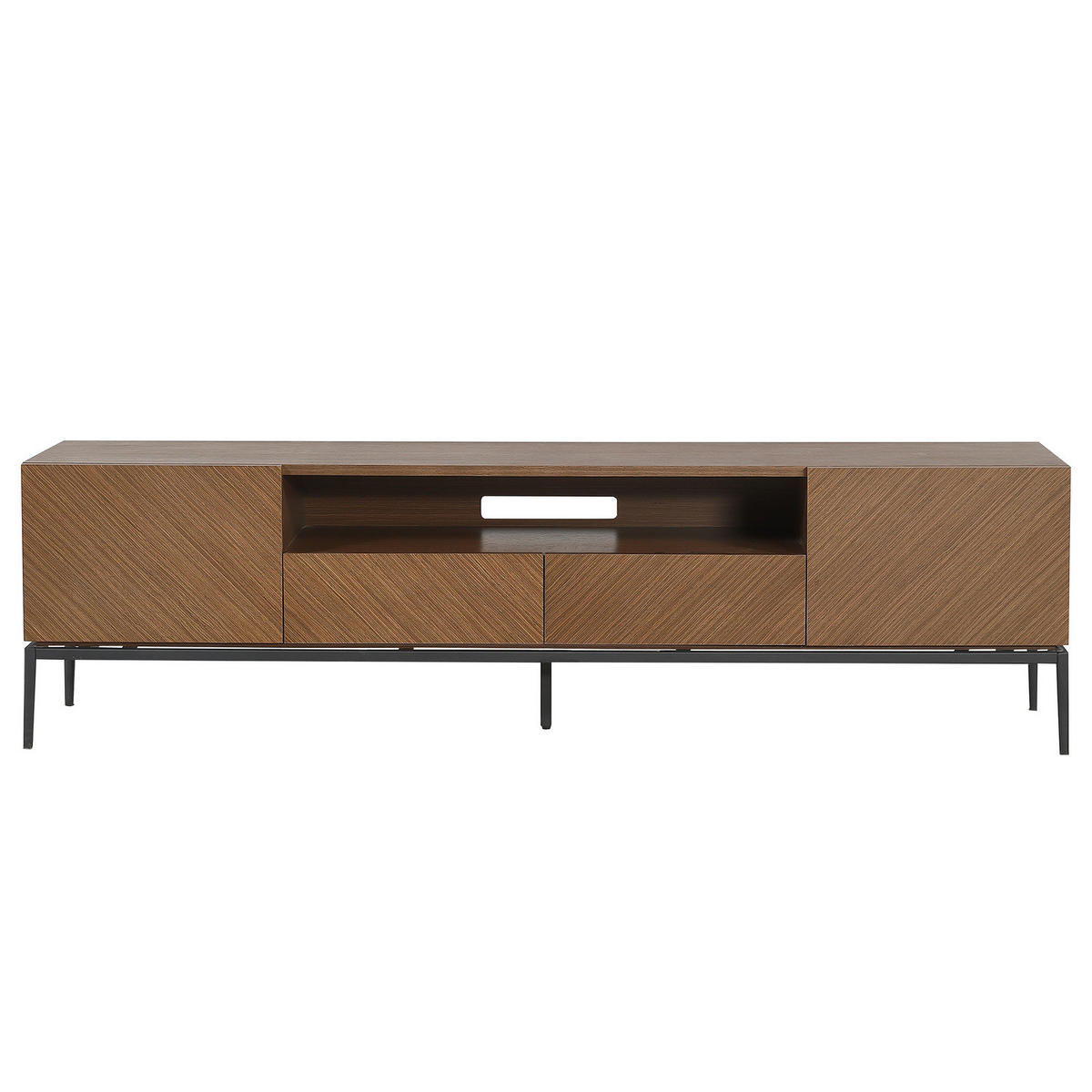 TV-LOWBOARD mit Schubladen - Walnussfarben, Holzwerkstoff/Metall (180/55/40cm) - home24