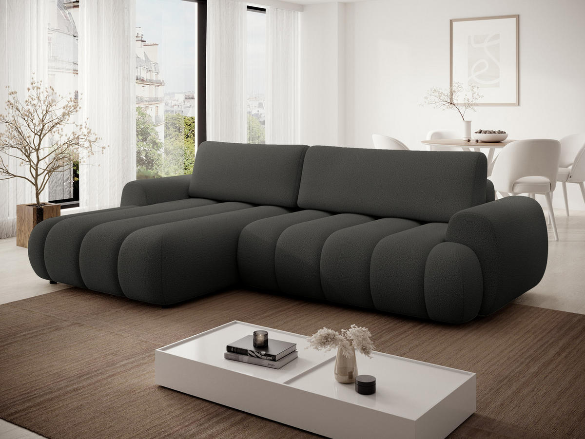 ECKSOFA mit Bettkasten Puro 270 cm, Links, Dunkelgrau - Dunkelgrau, Holz (272/168cm) - Emporius