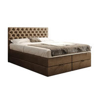 BOXSPRINGBETT 140 x 200 cm LUWR mit H3 Bonell, Bettkasten, Taschenmatratze, Chesterfield Kopfteil, Hellbraun - Hellbraun, Holz/Kunststoff (140/200cm) - Trada