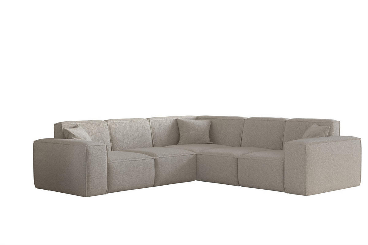 ECKSOFA Univ Celes Premium Ascot Bukla - Beige, Holzwerkstoff/Textil (246/246cm) - Fun Möbel