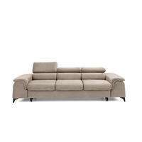 3-SITZER-SOFA PLAZA mit Schlaffunktion 127x195 Velours Beige - Beige/Schwarz, Holz/Textil (260/90/100cm) - Muffo