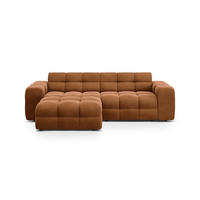 ECKSOFA links Kendal aus Samt kamel 4 Sitzplätze - Hellbraun, Textil (173/256cm) - Micadoni